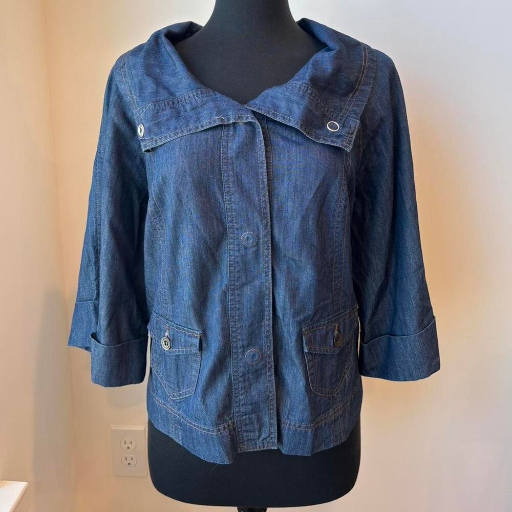 Blue Jeanstar Button Up Denim Jacket With Wide Collar Sz XL NEW